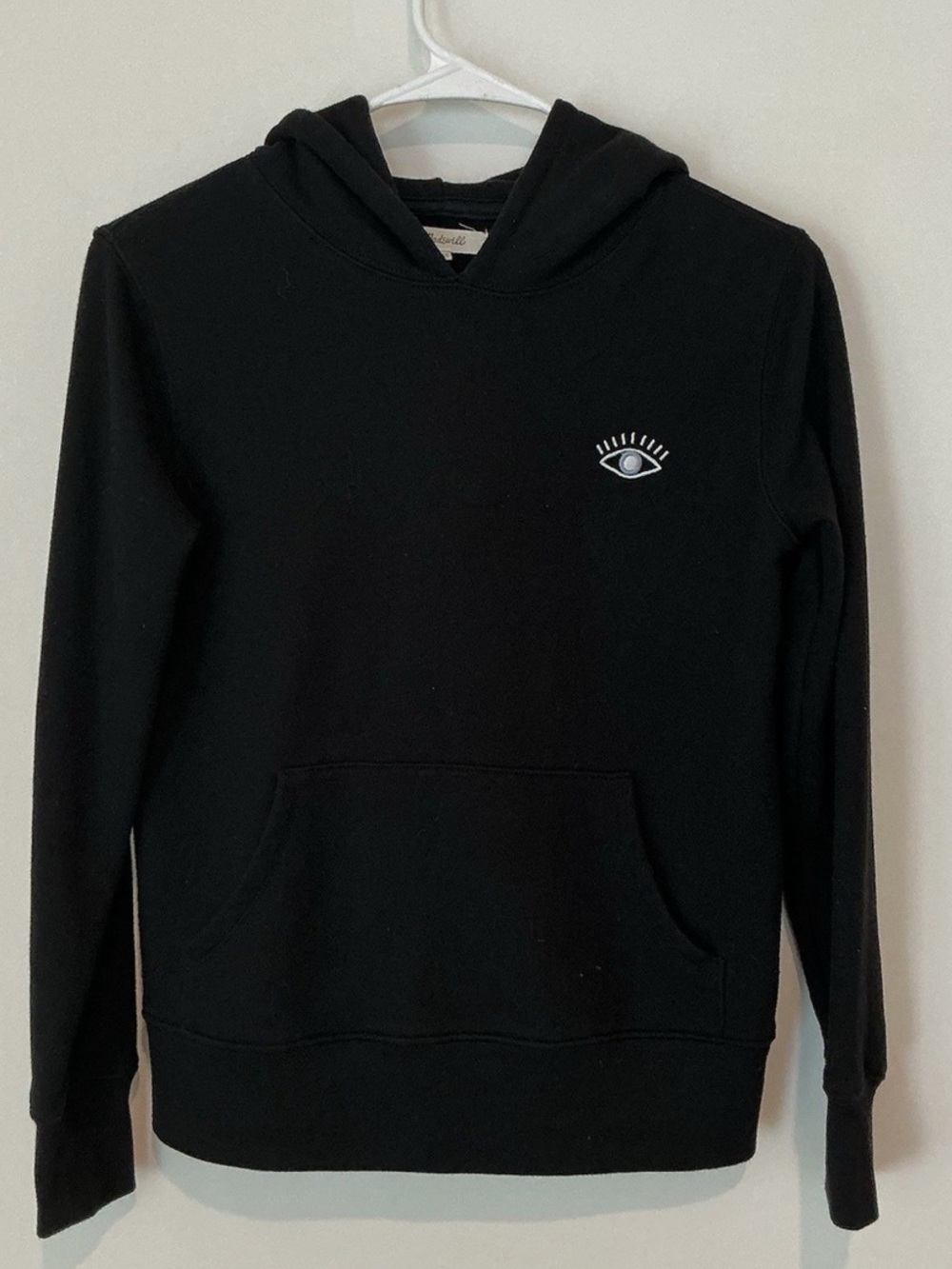 Madewell Embroidered Eye Hoodie Black Hooded Sweatshirt Long Sleeve Womens XXS